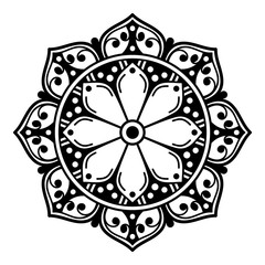 Decorative hand-drawn round pattern in the form of a mandala