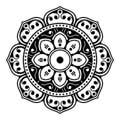 Decorative hand-drawn round pattern in the form of a mandala