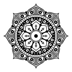 Decorative hand-drawn round pattern in the form of a mandala