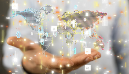 3D illustration of the virtual hologram communication