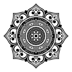 Decorative hand-drawn round pattern in the form of a mandala