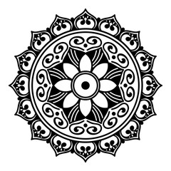 Decorative hand-drawn round pattern in the form of a mandala