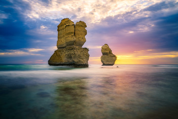 gibson steps  at sunset, twelve apostles, great ocean road in victoria, australia