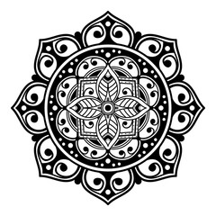 Decorative hand-drawn round pattern in the form of a mandala