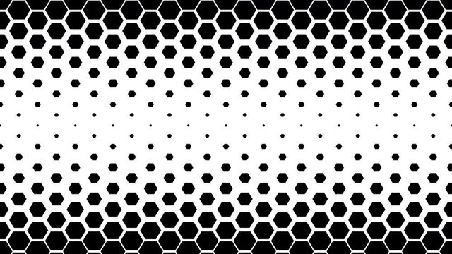 Abstract Black and White Geometric Pattern with Polygons. Animated Optical Psychedelic Illusion. Spotted Hexagonal Texture. Loop Seamless Stock Footage. 3D Graphic.