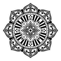 Decorative hand-drawn round pattern in the form of a mandala