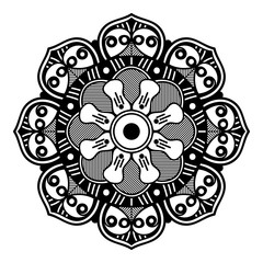Decorative hand-drawn round pattern in the form of a mandala