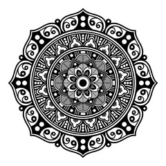 Decorative hand-drawn round pattern in the form of a mandala