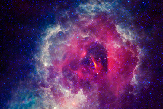 Bright red nebula with stars. Elements of this image were furnished by NASA.