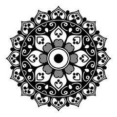 Decorative hand-drawn round pattern in the form of a mandala