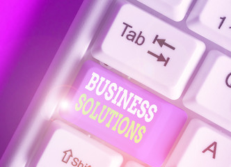 Conceptual hand writing showing Business Solutions. Concept meaning ideas used to help a company...