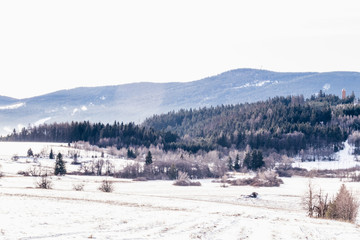 Fototapeta na wymiar Cold, winter countryside in Czechia.