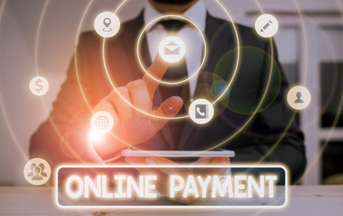 Conceptual hand writing showing Online Payment. Concept meaning Internetbased method of processing...