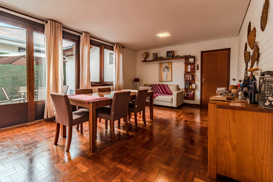 modern dining room with decoration and table and chairs
