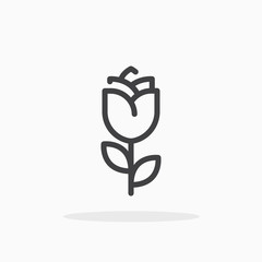 Rose icon in line style. Editable stroke.