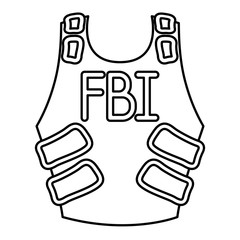 fbi bulletproof vest isolated icon