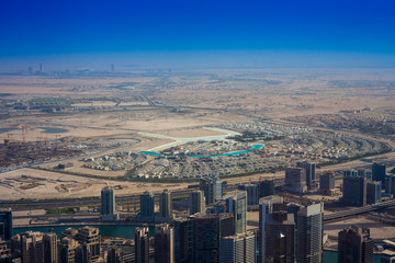 Obraz premium Dubai city under construction. aerial view