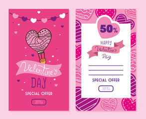 set of happy valentines day cards with offer