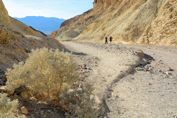 Death Valley Junction, California - November 11, 2019: Golden Canyon Trailhead in Death Valley National Park in California, USA
