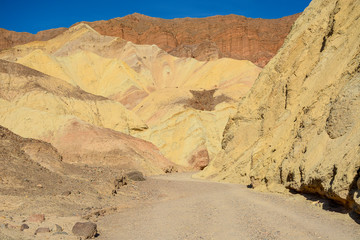 Death Valley Junction, California - November 11, 2019: Golden Canyon Trailhead in Death Valley National Park in California, USA