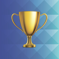 Realistic championship gold cup. Achievement in sport golden trophy