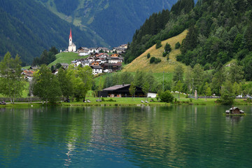 Fototapeta premium Lake of Lappago, Pustertal in South Tyrol. Italy