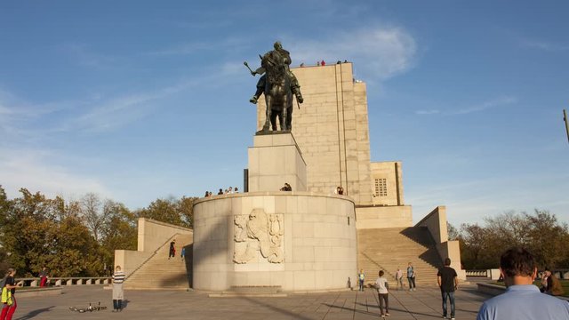 Equestrian Statue Of Jan Zizka Timelapse Hyperlapse At Czech National Museum In