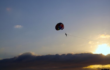 Parasailing at Patong Phuket Thailand at Sunset beautiful colours