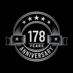 178 years anniversary celebration logotype. Vector and illustration.
