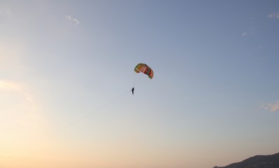 Parasailing at Patong Phuket Thailand at Sunset beautiful colours