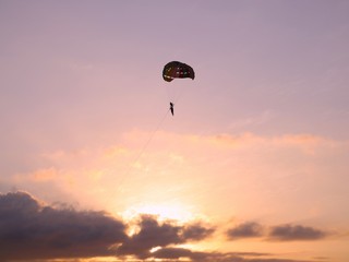 Parasailing at Patong Phuket Thailand at Sunset beautiful colours