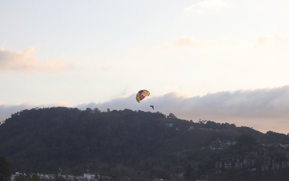 Parasailing at Patong Phuket Thailand at Sunset beautiful colours