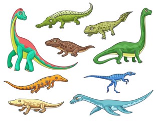 Dinosaur or dino monster, reptile animal icons