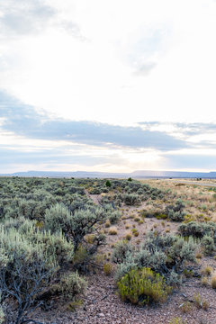 View from Arizona Highway 89a towards mountains at sunset