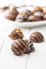 Praline bonbons. Chocolate truffles.