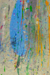  fabric smeared with multi-colored paints close-up