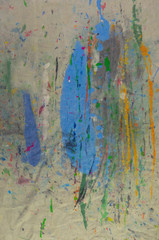  the fabric smeared with multi-colored paints