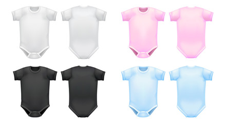 Baby Bodysuit Mockup Set in Realistic Style