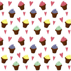 Pattern chocolate cupcakes with icing and sprinkles