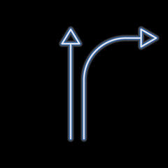 arrow, two ways neon icon. Simple thin line, outline vector of Arrow icons for UI and UX, website or mobile application on dark blue gradient background
