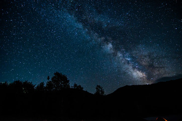 Fototapeta na wymiar Night sky in albanian nature near Fushe Stude, Albania