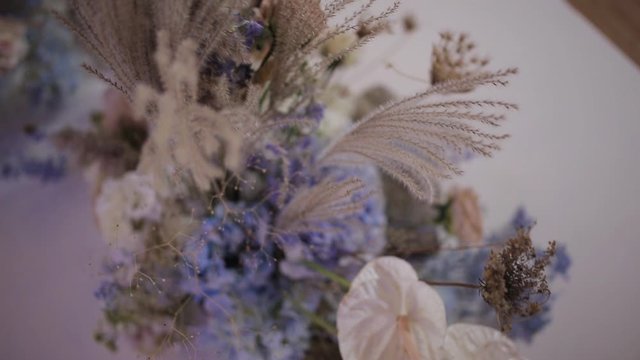 The design of the wedding ceremony. Pampean grass or cortaderia.