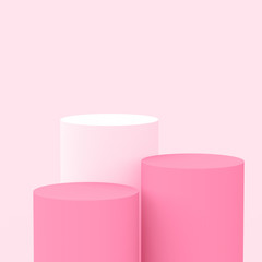 3d pink rose cylinder podium minimal studio background. Abstract 3d geometric shape object illustration render. Display for cosmetic perfume fashion product.