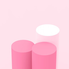3d pink rose cylinder podium minimal studio background. Abstract 3d geometric shape object illustration render. Display for cosmetic perfume fashion product.