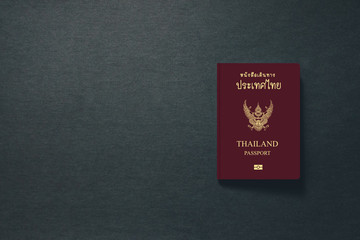Thailand Passport on dark background with copy space - 3D Illustration