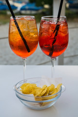 Couple Appetizer with spritz and chips