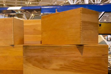 wooden boxes with a backdrop or copy space