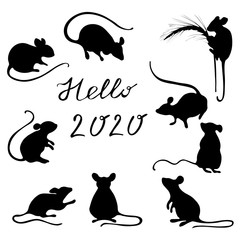 Set with the image of field mice