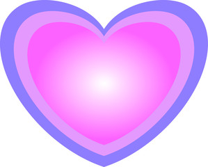 Pink heart with several contours on a white background