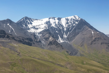 Mountain top with glaciers. Caucasus. Bazaar-Duzi.
